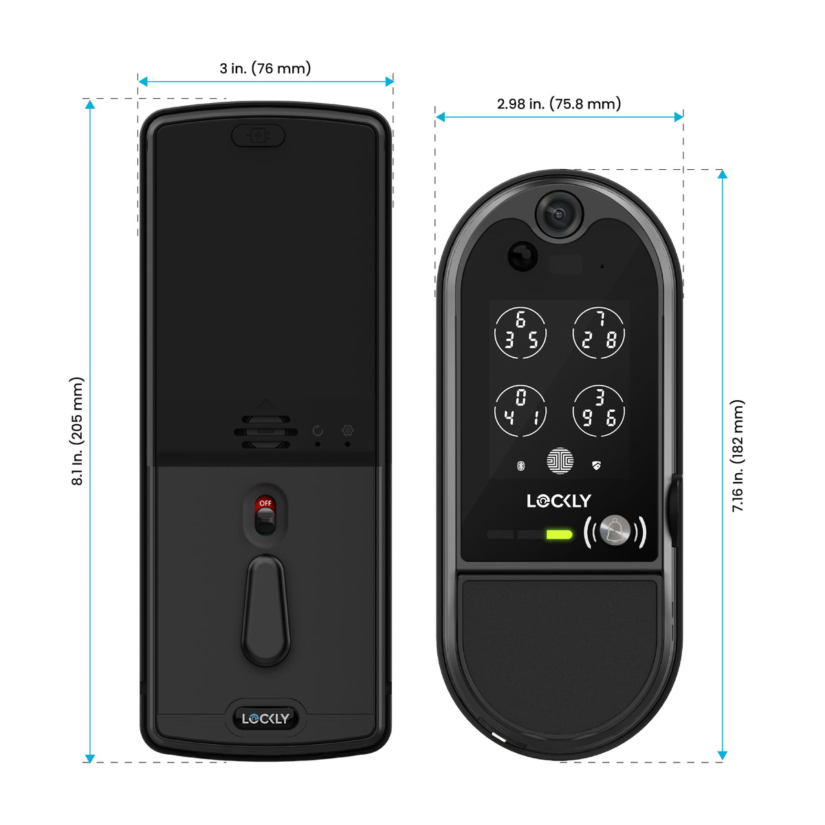 Lockly - Vision Elite Smart Lock Deadbolt with with App/Keypad/Biometric/Voice Assistant/Key Access Solar Charging - Matte Black