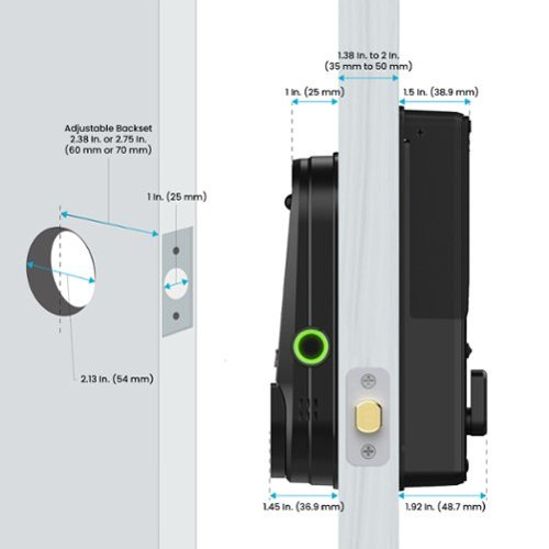 Lockly - Vision Elite Smart Lock Deadbolt with with App/Keypad/Biometric/Voice Assistant/Key Access Solar Charging - Matte Black