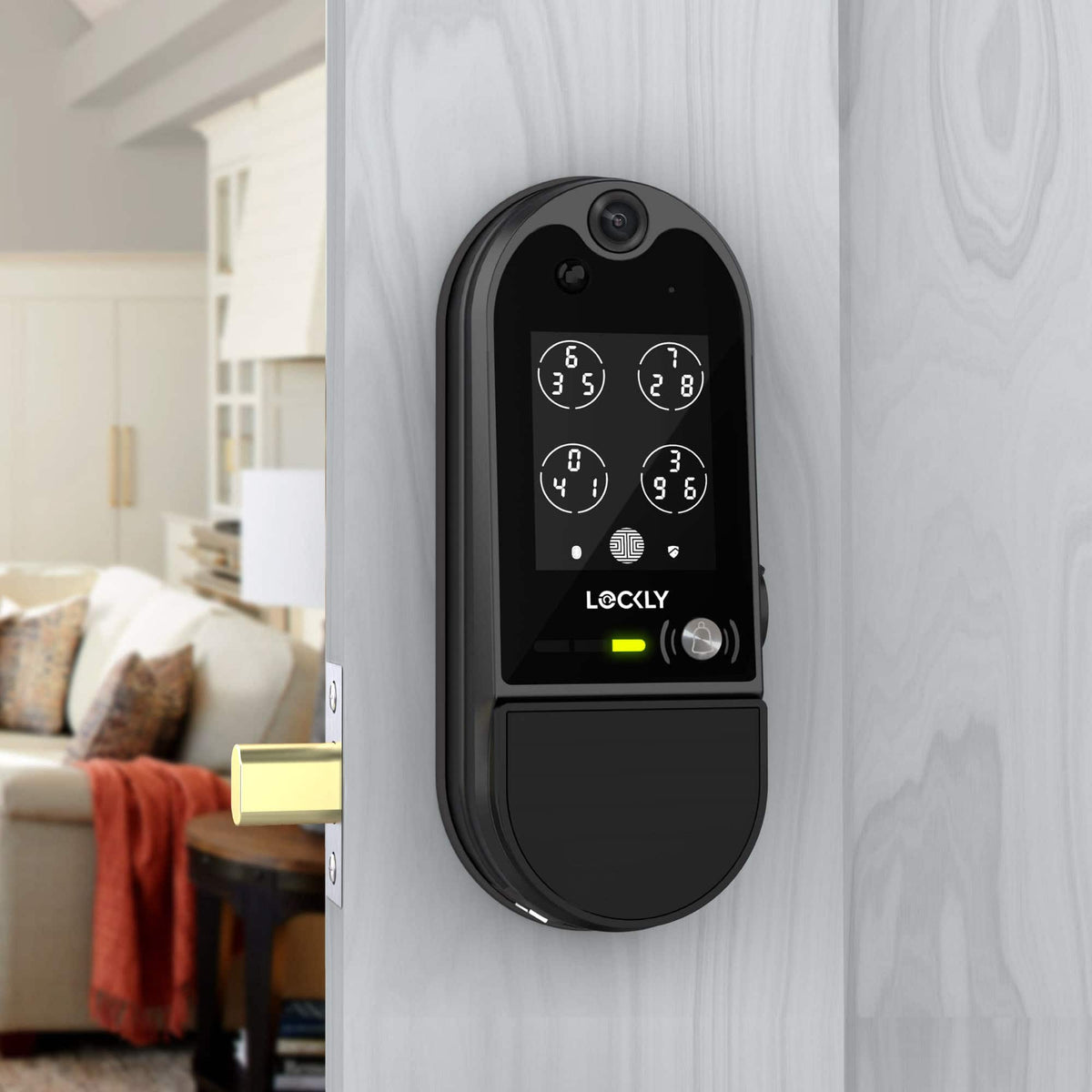 Lockly - Vision Elite Smart Lock Deadbolt with with App/Keypad/Biometric/Voice Assistant/Key Access Solar Charging - Matte Black
