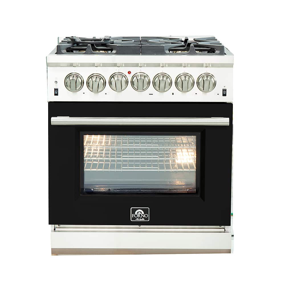 Forno Appliances - 30 in. Wide 5 Burner Capriasca 4.32 Cu. Ft. Freestanding Dual Fuel Electric Range with Convection Oven - Black Door
