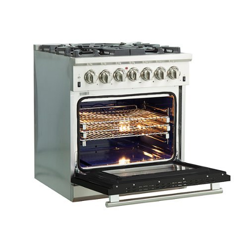Forno Appliances - 30 in. Wide 5 Burner Capriasca 4.32 Cu. Ft. Freestanding Dual Fuel Electric Range with Convection Oven - Black Door