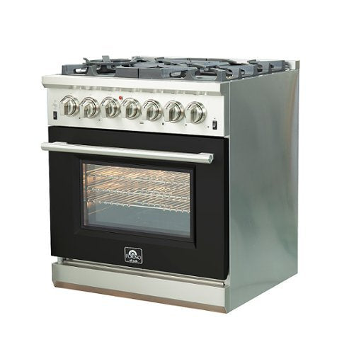 Forno Appliances - 30 in. Wide 5 Burner Capriasca 4.32 Cu. Ft. Freestanding Dual Fuel Electric Range with Convection Oven - Black Door