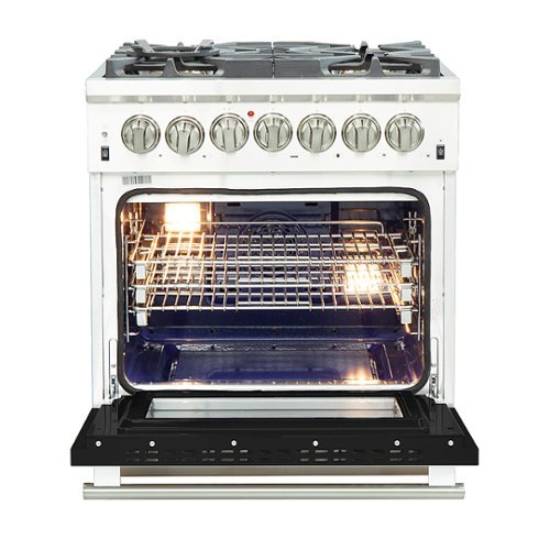 Forno Appliances - 30 in. Wide 5 Burner Capriasca 4.32 Cu. Ft. Freestanding Dual Fuel Electric Range with Convection Oven - Black Door