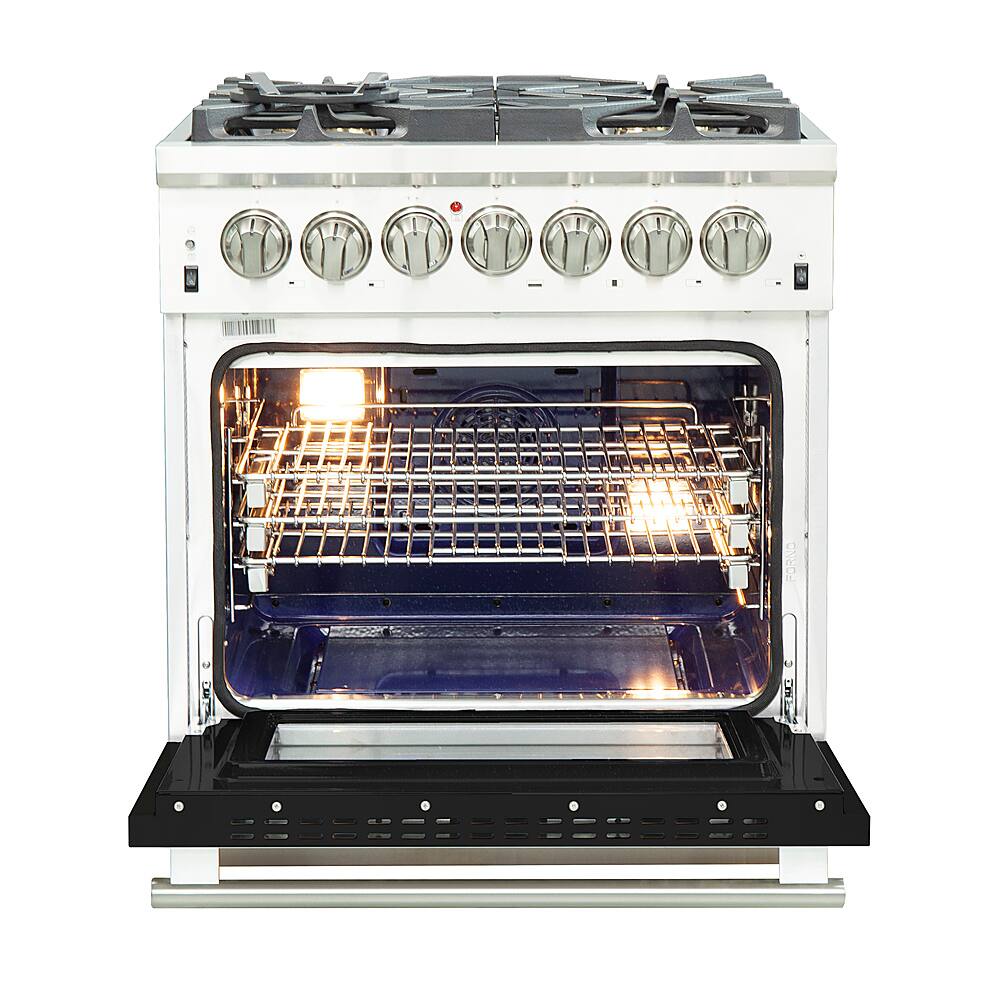 Forno Appliances - 30 in. Wide 5 Burner Capriasca 4.32 Cu. Ft. Freestanding Dual Fuel Electric Range with Convection Oven - Black Door
