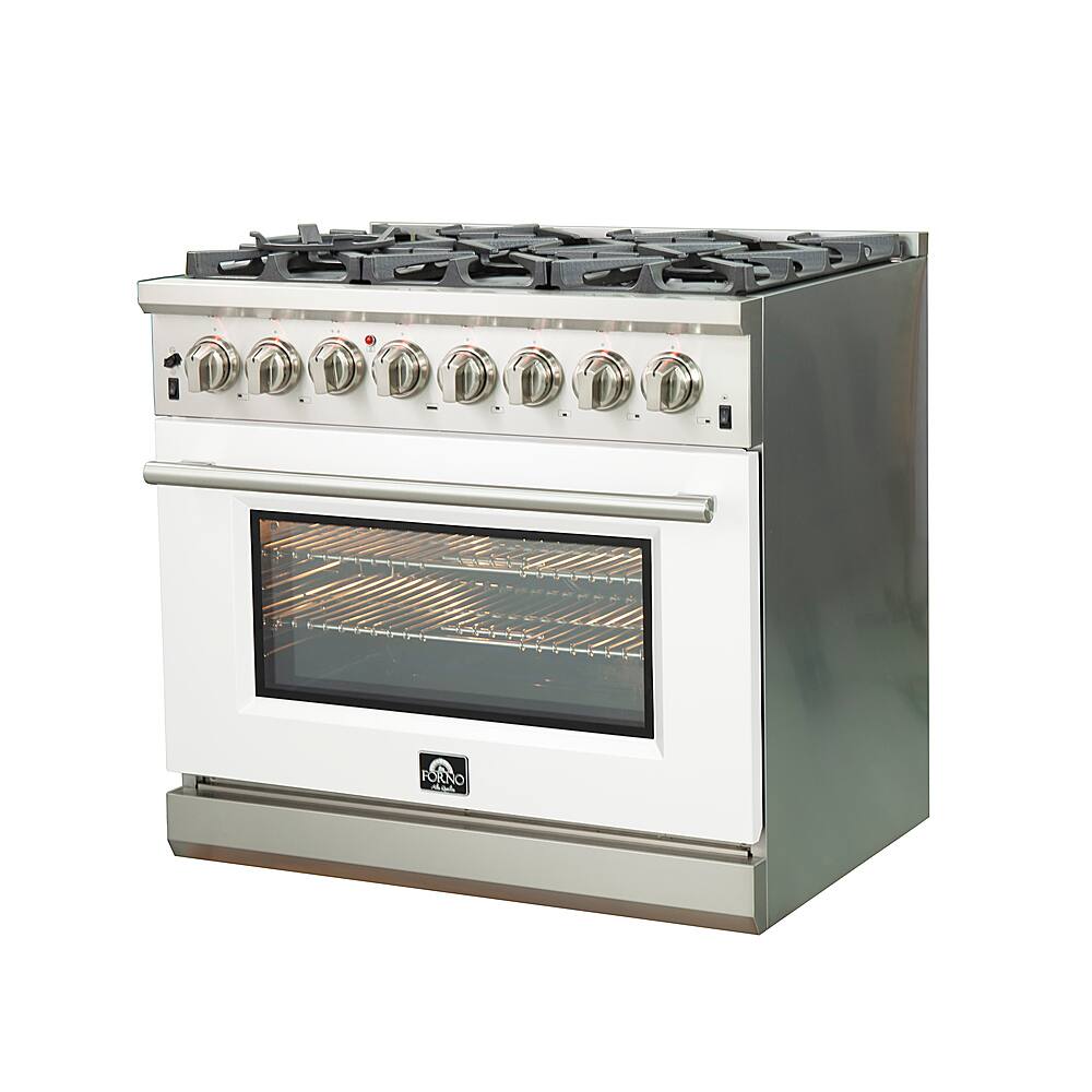 Forno Appliances - 36 in. Wide 6 Burner Capriasca 5.36 Cu. Ft. Freestanding Dual Fuel Electric Range with Convection Oven - White Door