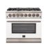 Forno Appliances - 36 in. Wide 6 Burner Capriasca 5.36 Cu. Ft. Freestanding Dual Fuel Electric Range with Convection Oven - White Door