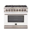 Forno Appliances - 36 in. Wide 6 Burner Capriasca 5.36 Cu. Ft. Freestanding Dual Fuel Electric Range with Convection Oven - White Door