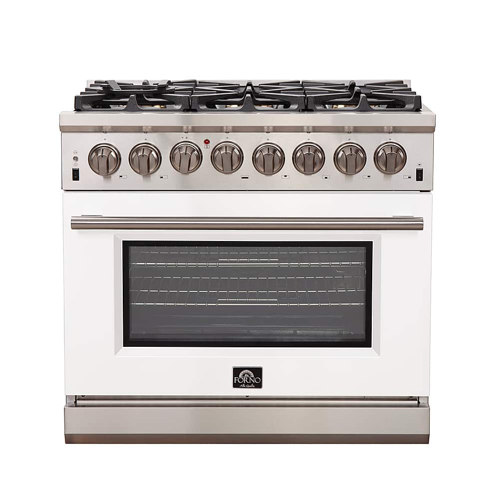 Forno Appliances - 36 in. Wide 6 Burner Capriasca 5.36 Cu. Ft. Freestanding Dual Fuel Electric Range with Convection Oven - White Door