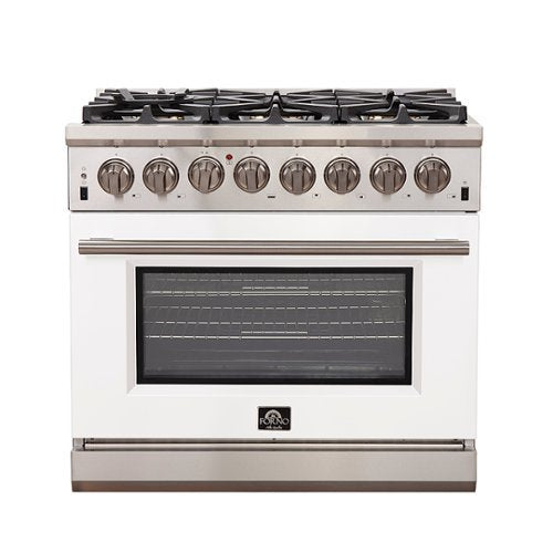 Forno Appliances - 36 in. Wide 6 Burner Capriasca 5.36 Cu. Ft. Freestanding Dual Fuel Electric Range with Convection Oven - White Door