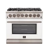 Forno Appliances - 36 in. Wide 6 Burner Capriasca 5.36 Cu. Ft. Freestanding Dual Fuel Electric Range with Convection Oven - White Door