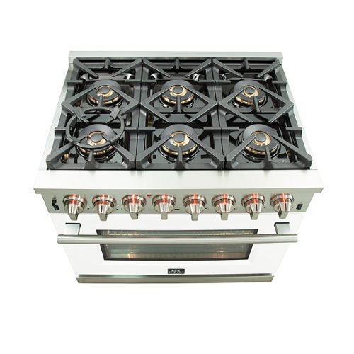 Forno Appliances - 36 in. Wide 6 Burner Capriasca 5.36 Cu. Ft. Freestanding Dual Fuel Electric Range with Convection Oven - White Door