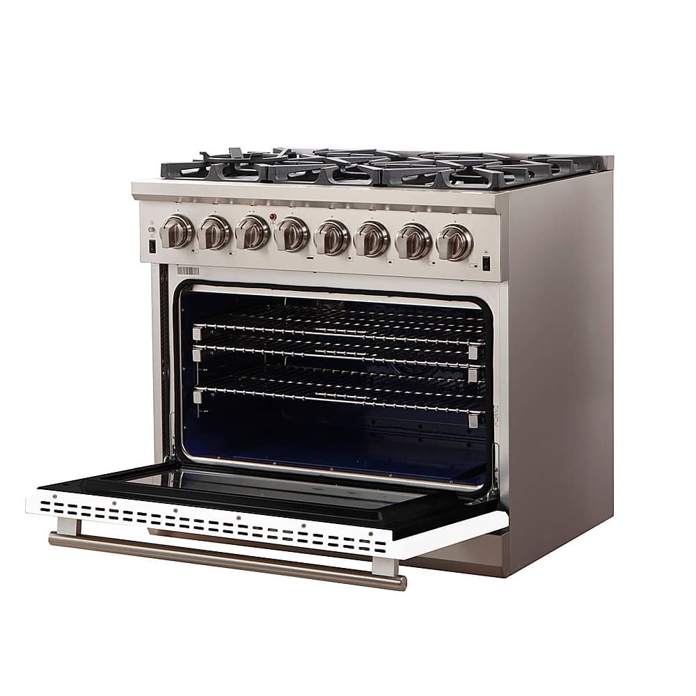Forno Appliances - 36 in. Wide 6 Burner Capriasca 5.36 Cu. Ft. Freestanding Dual Fuel Electric Range with Convection Oven - White Door