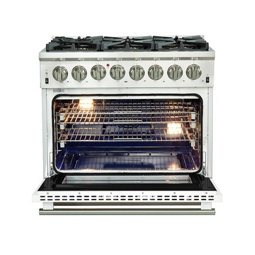 Forno Appliances - 36 in. Wide 6 Burner Capriasca 5.36 Cu. Ft. Freestanding Dual Fuel Electric Range with Convection Oven - White Door