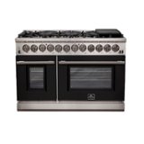 Forno Appliances - 48 in. Wide 8 Burner Capriasca 6.58 Cu. Ft. Freestanding Dual Fuel Electric Range with Convection Ovens - Black Door