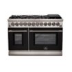 Forno Appliances - 48 in. Wide 8 Burner Capriasca 6.58 Cu. Ft. Freestanding Dual Fuel Electric Range with Convection Ovens - Black Door