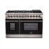Forno Appliances - 48 in. Wide 8 Burner Capriasca 6.58 Cu. Ft. Freestanding Dual Fuel Electric Range with Convection Ovens - Black Door