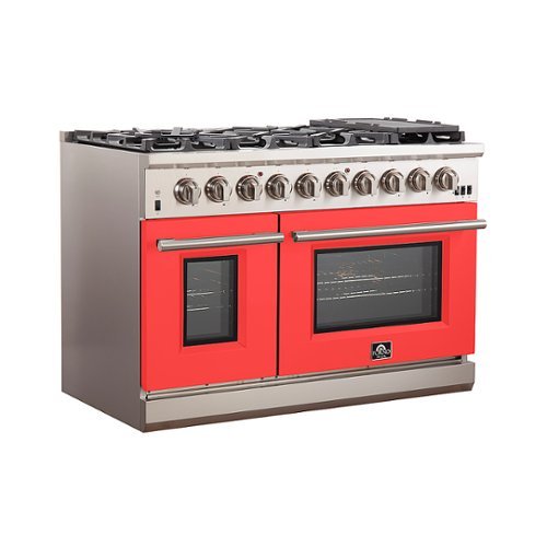 Forno Appliances - 48 in. Wide 8 Burner Capriasca 6.58 Cu. Ft. Freestanding Gas Range with Convection Ovens - Red