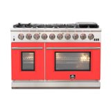 Forno Appliances - 48 in. Wide 8 Burner Capriasca 6.58 Cu. Ft. Freestanding Gas Range with Convection Ovens - Red