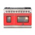 Forno Appliances - 48 in. Wide 8 Burner Capriasca 6.58 Cu. Ft. Freestanding Gas Range with Convection Ovens - Red