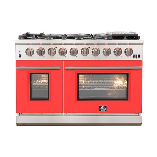 Forno Appliances - 48 in. Wide 8 Burner Capriasca 6.58 Cu. Ft. Freestanding Gas Range with Convection Ovens - Red