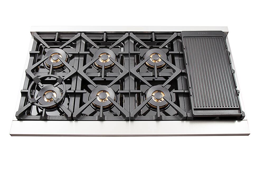 Forno Appliances - 48 in. Wide 8 Burner Capriasca 6.58 Cu. Ft. Freestanding Gas Range with Convection Ovens - Red