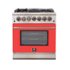 Forno Appliances - 30 in. Wide 5 Burner Capriasca 4.32 Cu. Ft. Freestanding Gas Range with Convection Oven - Red