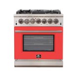 Forno Appliances - 30 in. Wide 5 Burner Capriasca 4.32 Cu. Ft. Freestanding Gas Range with Convection Oven - Red