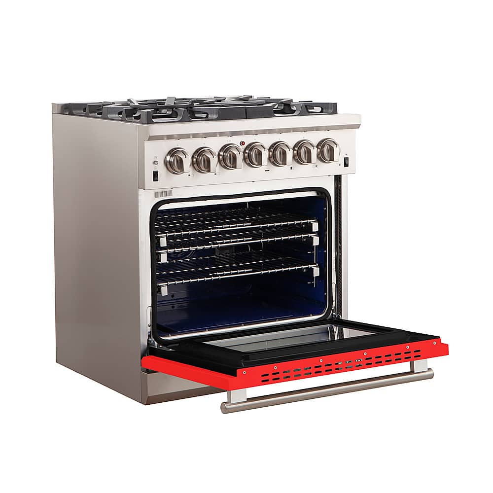 Forno Appliances - 30 in. Wide 5 Burner Capriasca 4.32 Cu. Ft. Freestanding Gas Range with Convection Oven - Red