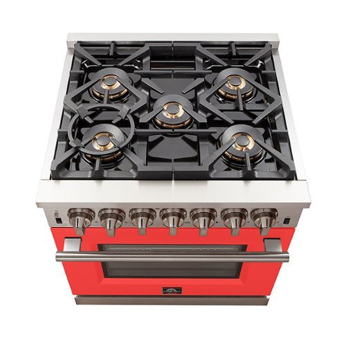 Forno Appliances - 30 in. Wide 5 Burner Capriasca 4.32 Cu. Ft. Freestanding Gas Range with Convection Oven - Red