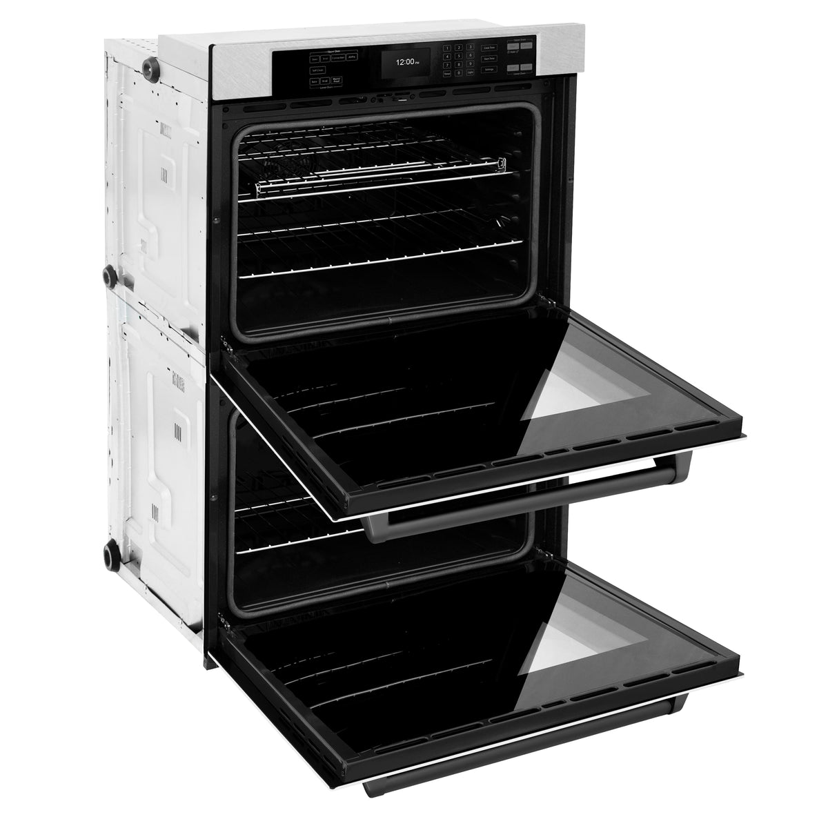 ZLINE - 30 in. Autograph Double Wall Oven w/ Air Fry in Satin Steel w/ White and Black - Satin Stainless Steel