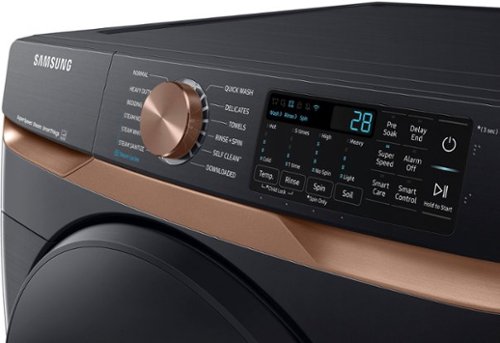 Samsung - 5.0 Cu. Ft. High-Efficiency Stackable Smart Front Load Washer with Steam and Super Speed Wash - Brushed Black