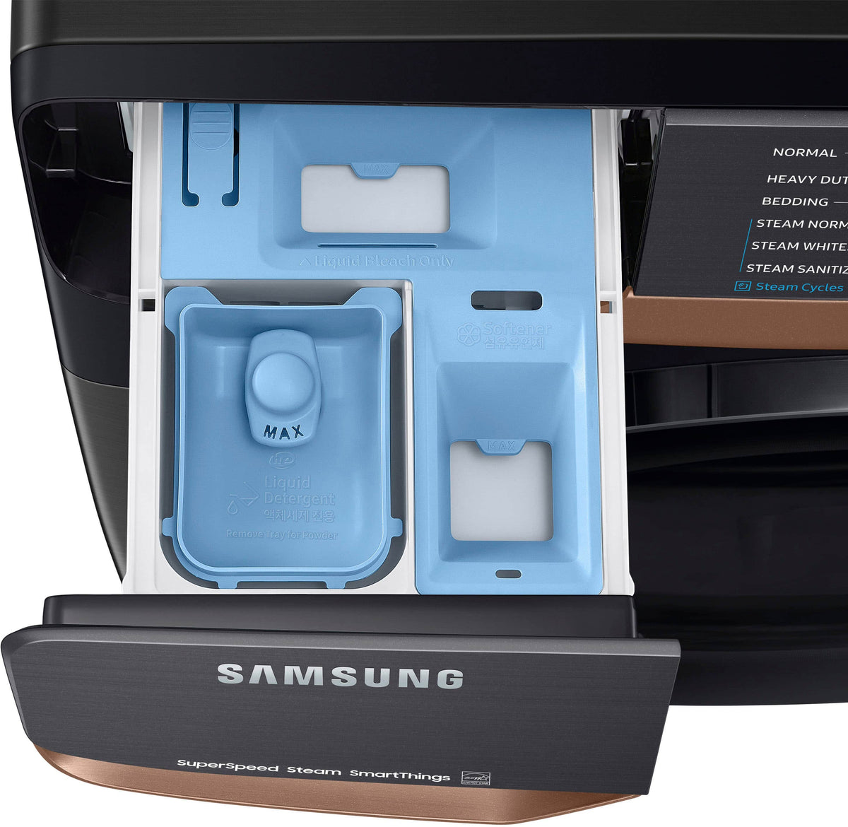 Samsung - 5.0 Cu. Ft. High-Efficiency Stackable Smart Front Load Washer with Steam and Super Speed Wash - Brushed Black