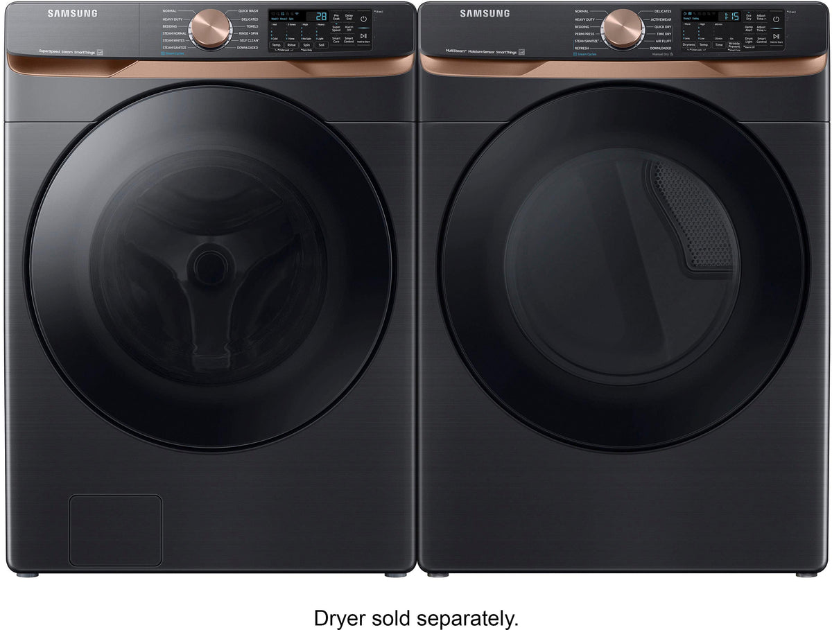 Samsung - 5.0 Cu. Ft. High-Efficiency Stackable Smart Front Load Washer with Steam and Super Speed Wash - Brushed Black