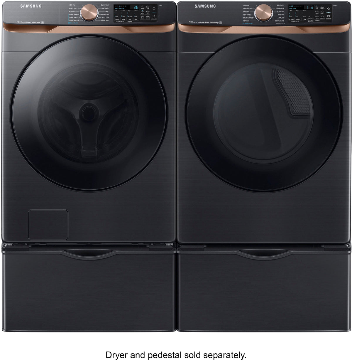 Samsung - 5.0 Cu. Ft. High-Efficiency Stackable Smart Front Load Washer with Steam and Super Speed Wash - Brushed Black