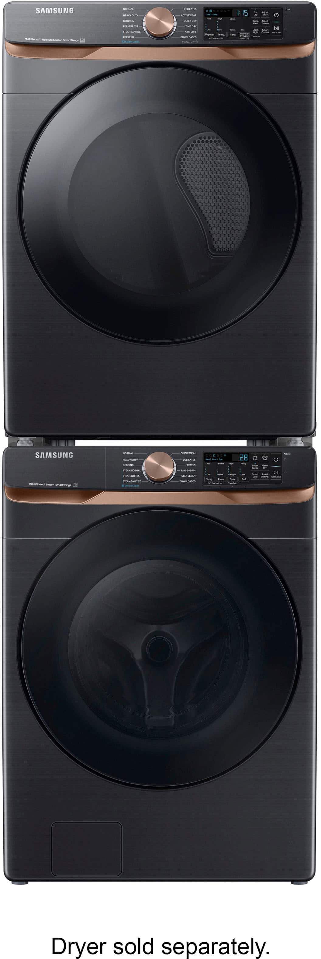 Samsung - 5.0 Cu. Ft. High-Efficiency Stackable Smart Front Load Washer with Steam and Super Speed Wash - Brushed Black