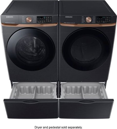 Samsung - 5.0 Cu. Ft. High-Efficiency Stackable Smart Front Load Washer with Steam and Super Speed Wash - Brushed Black