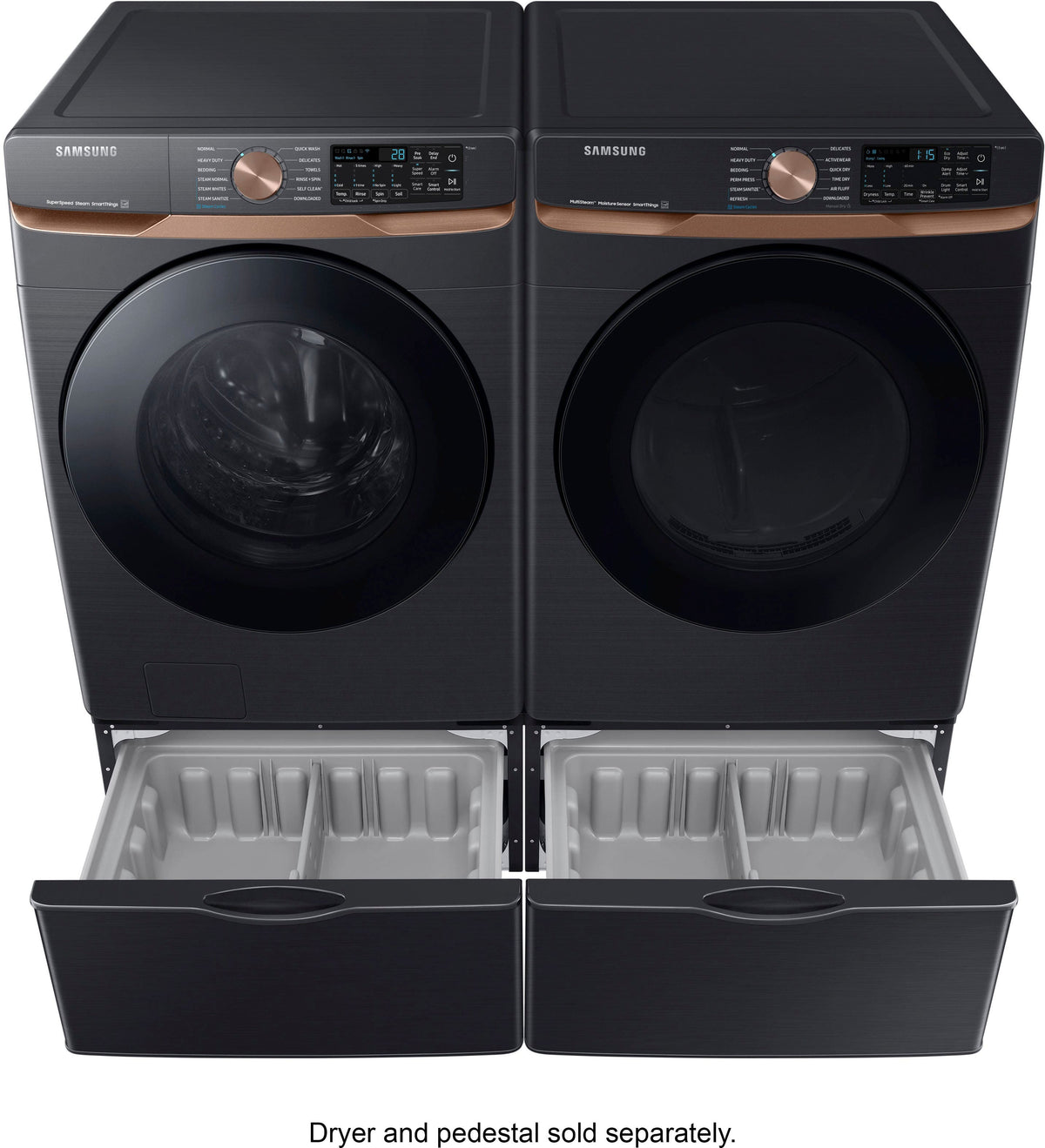 Samsung - 5.0 Cu. Ft. High-Efficiency Stackable Smart Front Load Washer with Steam and Super Speed Wash - Brushed Black
