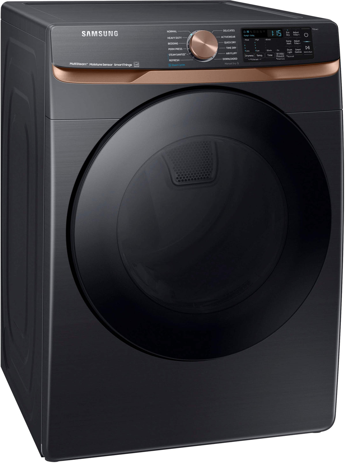 Samsung - 7.5 Cu. Ft. Stackable Smart Electric Dryer with Steam and Sensor Dry - Brushed Black