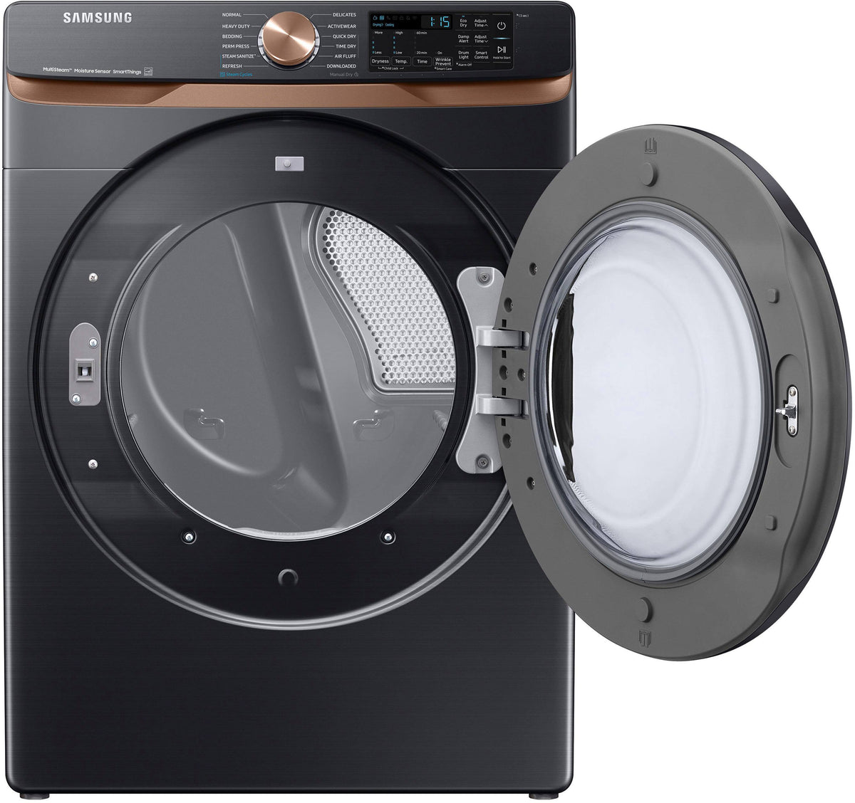 Samsung - 7.5 Cu. Ft. Stackable Smart Electric Dryer with Steam and Sensor Dry - Brushed Black