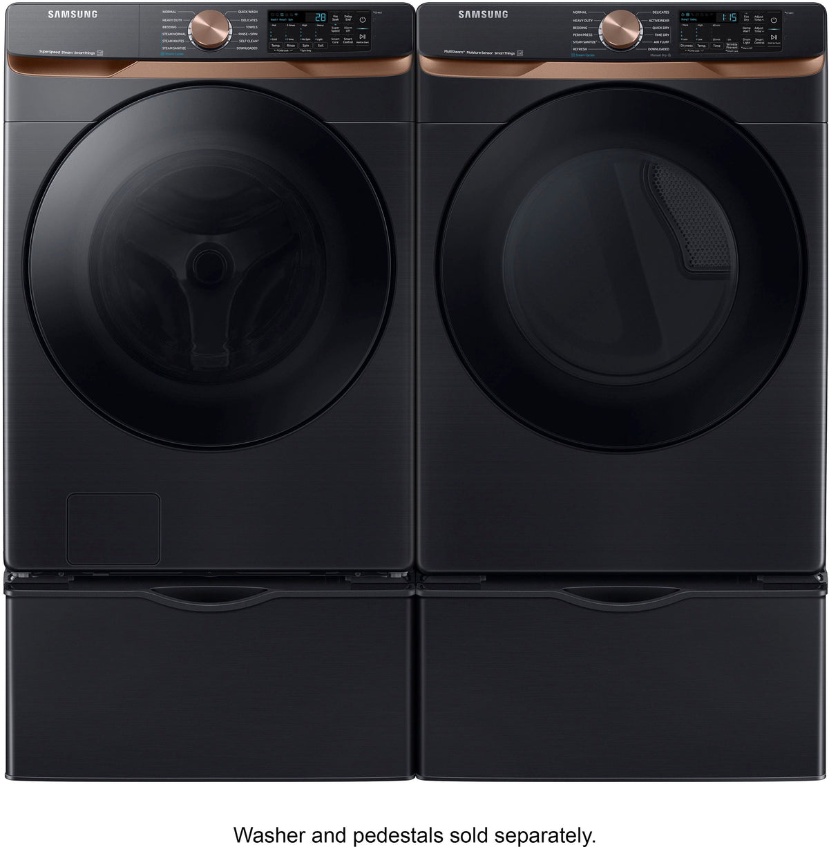 Samsung - 7.5 Cu. Ft. Stackable Smart Electric Dryer with Steam and Sensor Dry - Brushed Black