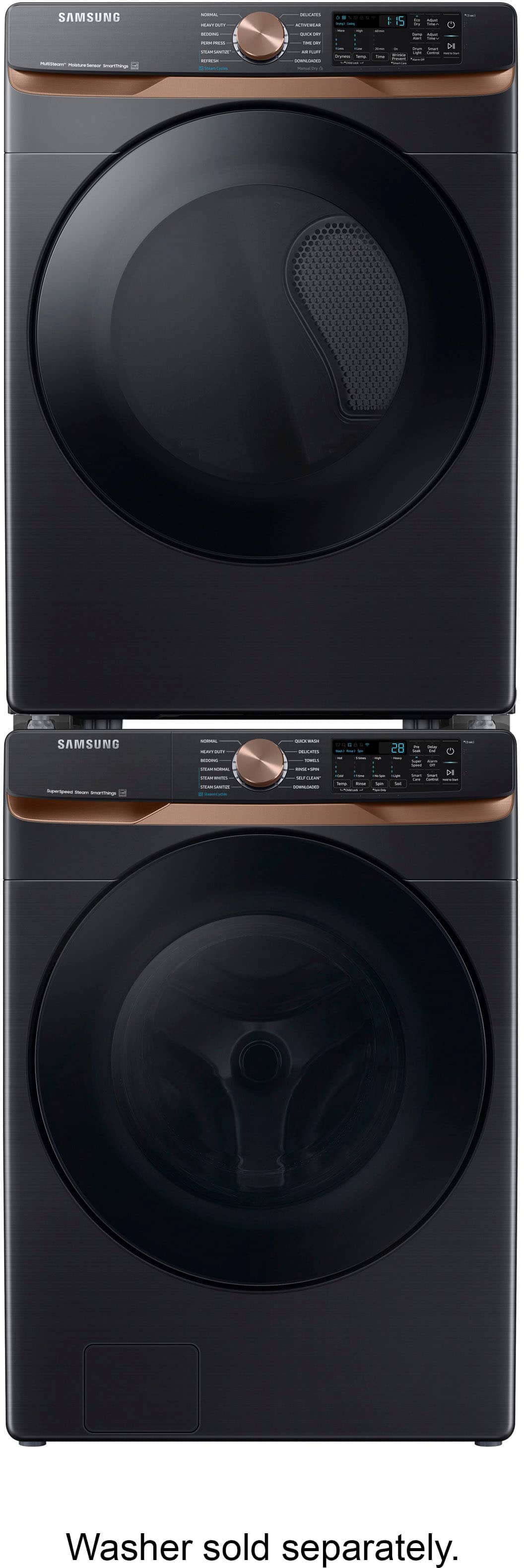 Samsung - 7.5 Cu. Ft. Stackable Smart Electric Dryer with Steam and Sensor Dry - Brushed Black