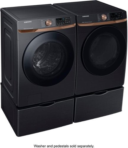 Samsung - 7.5 Cu. Ft. Stackable Smart Electric Dryer with Steam and Sensor Dry - Brushed Black