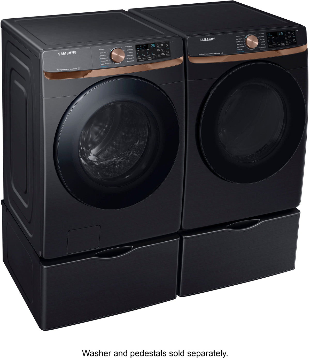 Samsung - 7.5 Cu. Ft. Stackable Smart Electric Dryer with Steam and Sensor Dry - Brushed Black