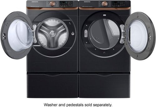 Samsung - 7.5 Cu. Ft. Stackable Smart Electric Dryer with Steam and Sensor Dry - Brushed Black