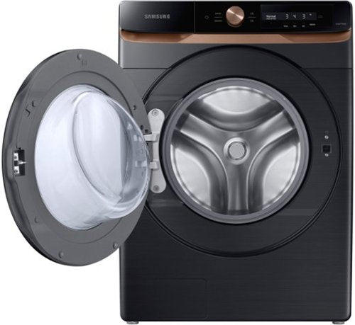 Samsung - 4.6 cu. ft. Large Capacity AI Smart Dial Front Load Washer with Auto Dispense - Brushed Black