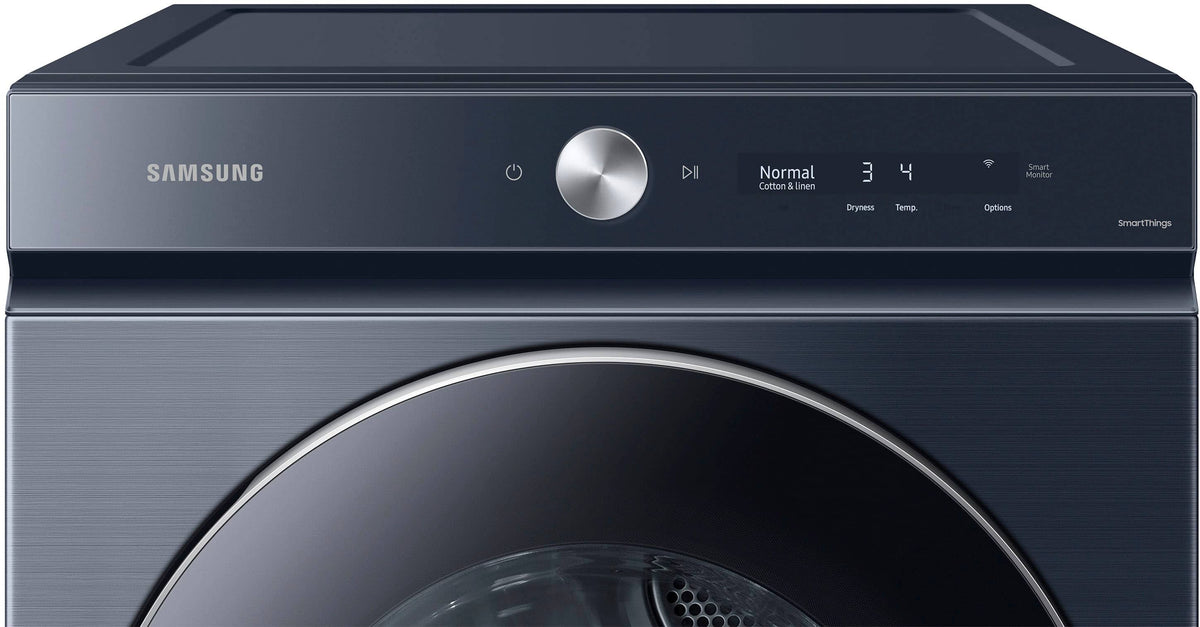 Samsung - BESPOKE 7.6 Cu. Ft. Stackable Smart Gas Dryer with Steam and AI Optimal Dry - Brushed Navy