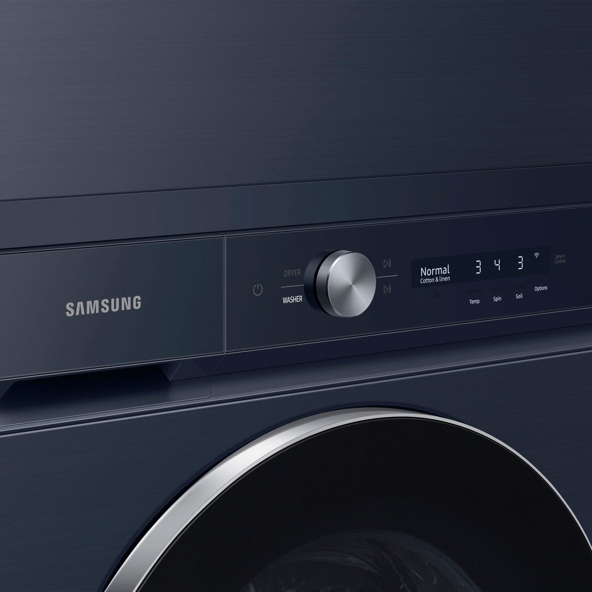 Samsung - BESPOKE 7.6 Cu. Ft. Stackable Smart Gas Dryer with Steam and AI Optimal Dry - Brushed Navy