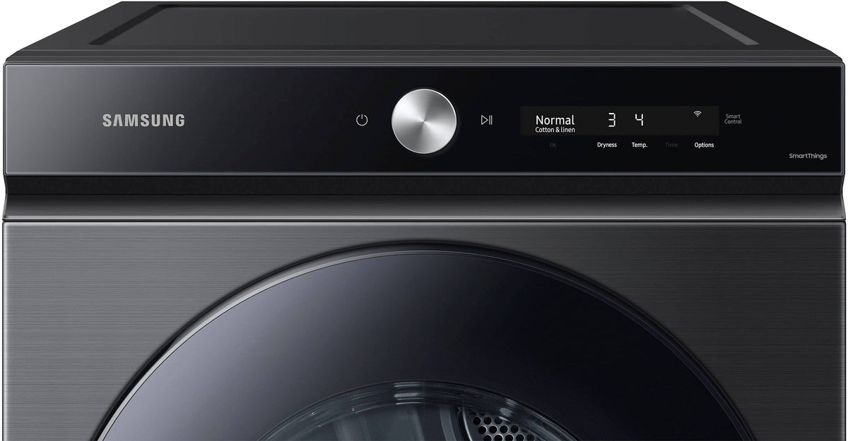 Samsung - BESPOKE 7.6 Cu. Ft. Stackable Smart Electric Dryer with Steam and Super Speed Dry - Brushed Black