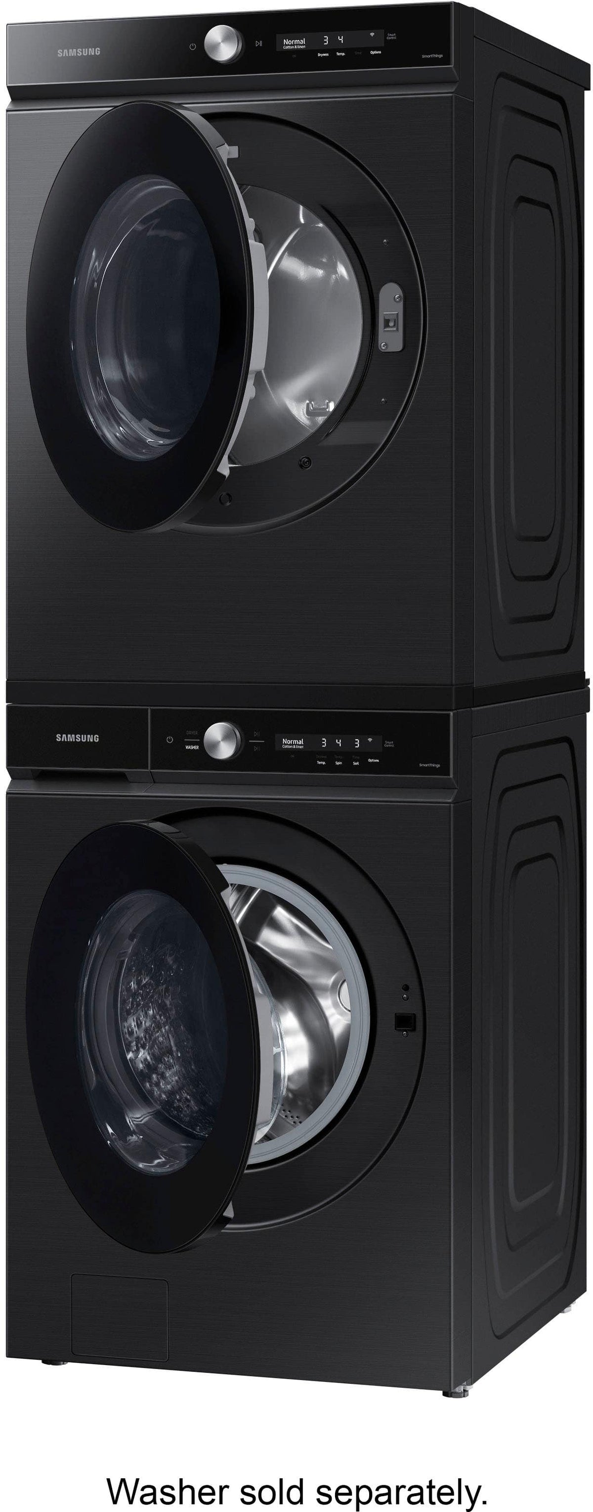 Samsung - BESPOKE 7.6 Cu. Ft. Stackable Smart Electric Dryer with Steam and Super Speed Dry - Brushed Black