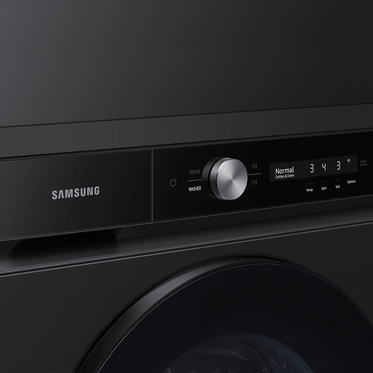 Samsung - BESPOKE 7.6 Cu. Ft. Stackable Smart Electric Dryer with Steam and Super Speed Dry - Brushed Black